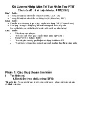 Đề Cương Ôn Tập Cuối Kỳ Nhập Môn Trí Tuệ Nhân Tạo PTIT|Môn:Trí tuệ nhân tạo-Trường Đại Học Sư Phạm Hà Nội