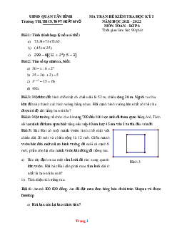 Đề thi HK1 môn Toán 6 Chân trời sáng tạo 2021-2022 THCS Việt Mỹ (có đáp án)
