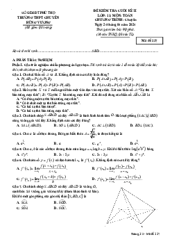 Đề thi cuối kỳ 2 Toán 11 chuyên năm 2023 – 2024 trường chuyên Hùng Vương – Phú Thọ