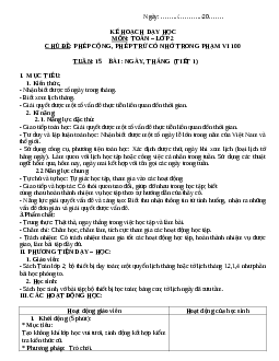 Giáo án Toán 2 | Ôn tập Ngày tháng sách Chân trời sáng tạo (cả năm) | Tiết 1 và 2