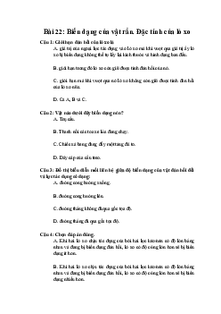 Trắc nghiệm Vật lí 10 Bài 22: Biến dạng của vật rắn. Đặc tính của lò xo | Chân trời sáng tạo