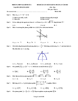 Đề khảo sát Toán 10 tháng 1 năm 2022 trường THPT Gia Bình 1 – Bắc Ninh