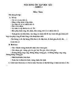Đề cương ôn tập học kì 1 môn Toán 4 sách Kết nối tri thức với cuộc sống