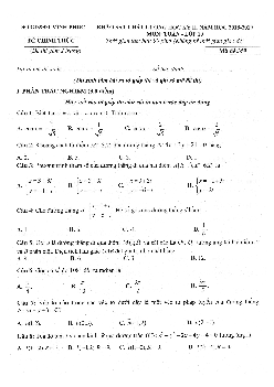 Đề KSCL học kỳ 2 Toán 10 năm học 2018 – 2019 sở GD&ĐT Vĩnh Phúc