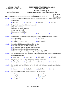 Đề thi KSCL Toán 10 lần 1 năm 2022 – 2023 trường THPT Sơn Tây – Hà Nội