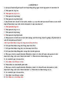 Câu hỏi trắc nghiệm ôn tập môn Quản trị học nội dung chương V có đáp án
