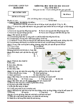 Đề Thi Học Kỳ 2 Môn Sinh Lớp 9 Quảng Nam 2018-2019 (có lời giải)