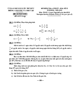 Đề thi cuối kỳ 2 Toán 6 năm 2020 – 2021 phòng GD&ĐT Thủ Đức – TP HCM