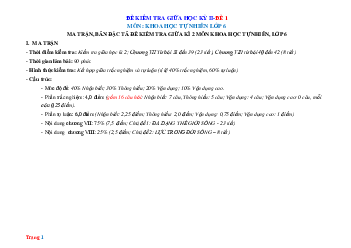 Bộ đề thi giữa học kỳ 2 KHTN 6 năm 2022-2023 (có đáp án và ma trận)