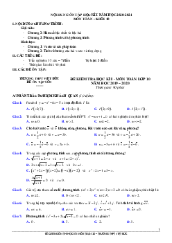 Đề cương ôn thi học kì 1 Toán 10 năm 2020 – 2021 trường THPT Việt Đức – Hà Nội