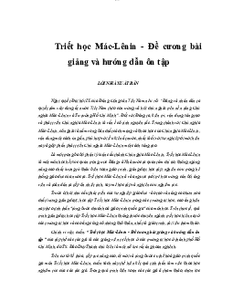 Tóm tắt kiến thức - đề cương ôn tập | môn Triết học Mác -Lênin | Đại học sư phạm Hà nội
