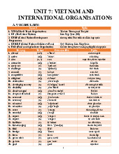 Unit 7 Vietnam and international organizations - Tài liệu Tiếng Anh