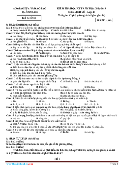 Đề thi HK 1 Lịch Sử 10 Quảng Nam 2017-2018 (có đáp án)