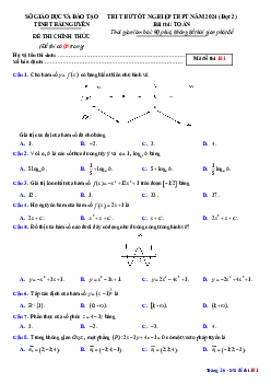 Đề thi thử tốt nghiệp THPT 2024 môn Toán đợt 2 sở GD&ĐT Thái Nguyên