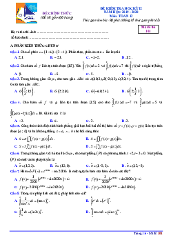 Đề thi học kỳ 2 Toán 12 năm 2019 – 2020 trường THPT chuyên Hạ Long – Quảng Ninh