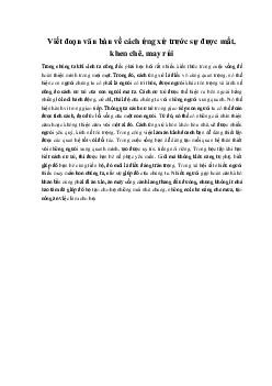 Viết đoạn văn bàn về cách ứng xử trước sự được mất, khen chê, may rủi | Văn mẫu 11 Kết nối tri thức