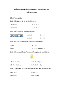 Bài tập cuối tuần Toán lớp 2| Chân trời sáng tạo Tuần 20