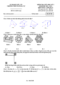 Đề giữa HK1 Toán 12 năm 2021 – 2022 trường THPT Ngô Gia Tự – Đắk Lắk