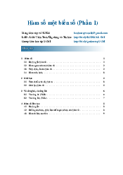 Bài giảng Hàm số một biến số | Giải tích 1 | Đại học Bách Khoa Hà Nội