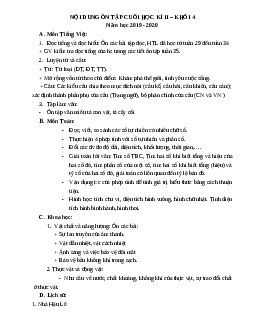 Đề cương ôn tập học kì 2 lớp 4 năm 2019 - 2020 đầy đủ các môn