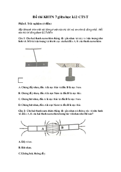 Đề thi giữa kì 2 Khoa học tự nhiên 7 năm 2024 | Chân trời sáng tạo có đáp án