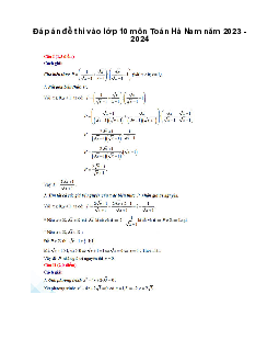Đề thi vào 10 môn Toán năm 2023 - 2024 sở GD&ĐT Hà Nam