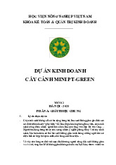 Dự án kinh doanh cây cảnh mini pt- green môn Quản lý rủi ro  | Học viện Nông nghiệp Việt Nam