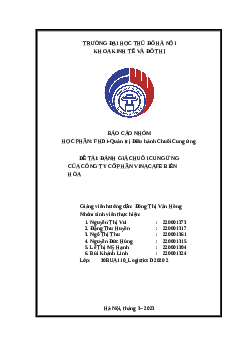 Đánh giá chuỗi cung ứng của công ty cổ phần Vinacafe Biên Hòa | Trường Đại Học Thủ Đô Hà Nội