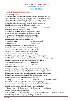 Đề cương ôn tập môn Sinh 10 giữa học kỳ 2 năm học 2020-2021