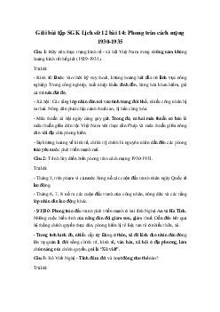 Giải bài tập SGK Lịch Sử 12 bài 14: Phong trào cách mạng 1930-1935