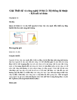 Thiết kế và công nghệ 10 bài 2: Hệ thống kĩ thuật KNTT