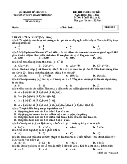 Đề thi cuối học kì 1 Toán 11 năm 2021 – 2022 trường THPT Đoàn Thượng – Hải Dương