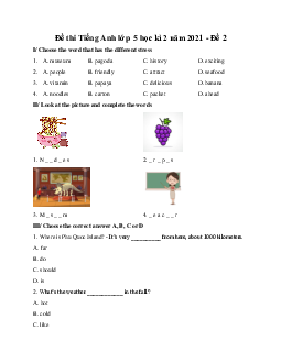 Đề thi tiếng Anh lớp 5 học kì 2 năm 2023 - Đề 2