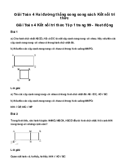 Giải Toán lớp 4 Bài 29: Hai đường thẳng song song | Kết nối tri thức