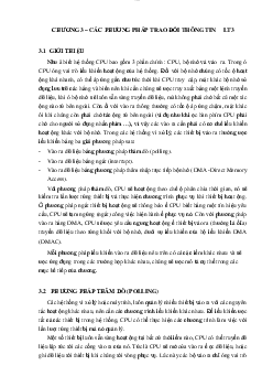 Nội dung bài giảng môn Thiết bị ngoại vi và ghép nối đề tài "Các phương pháp trao đổi thông tin"