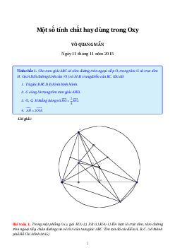 Một số tính chất hình học phẳng thường dùng trong bài toán Oxy – Võ Quang Mẫn
