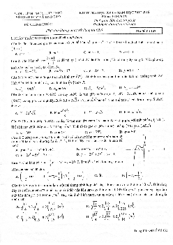 Đề thi HK1 Toán 12 năm học 2017 – 2018 sở GD và ĐT Thừa Thiên Huế