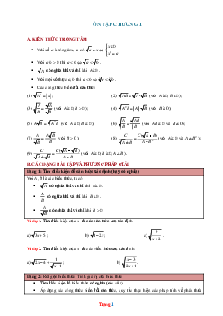 Phương pháp giải toán 9 Ôn tập chương I (có đáp án và lời giải chi tiết)