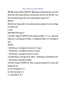 Giải Khoa học tự nhiên 8 bài 3: Mol và tỉ khối chất khí | Kết nối tri thức