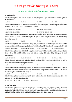 85 câ trắc nghiệm Amin hóa học 12 (có đáp án)