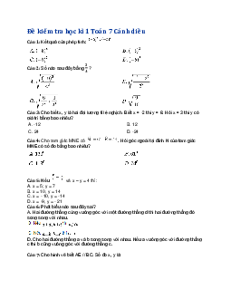 Đề kiểm tra học kì 1 Toán 7 | Cánh diều