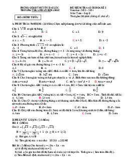 Đề cuối kỳ 1 Toán 9 năm 2023 – 2024 trường THCS Phan Bội Châu – Quảng Nam