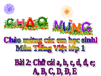 Giáo án điện tử Tiếng việt 1 bài 2 Chân trời sáng tạo : a, b, c, d, đ, e