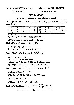 Đề thi giữa học kỳ 2 Toán 7 năm 2020 – 2021 phòng GD&ĐT Tây Hồ – Hà Nội
