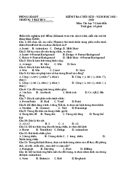 Đề thi học kì 2 môn Tin học 7 năm 2022 - 2023 sách Cánh diều - Đề 4