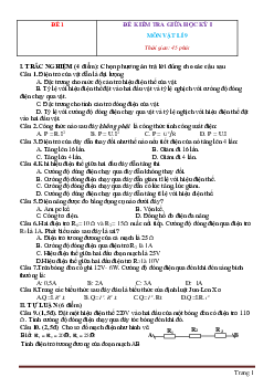TOP 3 đề kiểm tra giữa học kỳ I môn vật lí 9 (có lời giải)