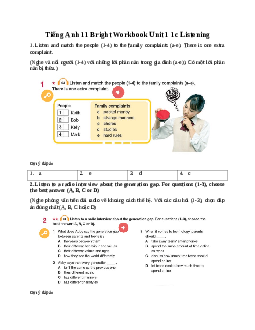 Giải Tiếng Anh 11 Workbook Unit 1 1c Listening | Bright