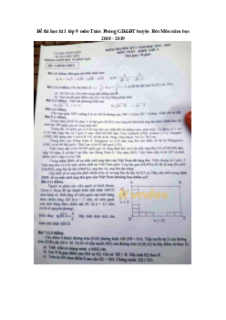 Đề thi học kì 1 lớp 9 môn Toán Phòng GD&ĐT huyện Hóc Môn năm học 2018 - 2019