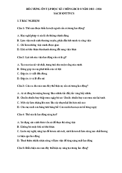 Đề cương ôn tập học kì 1 môn GDCD 8 sách Kết nối tri thức với cuộc sống