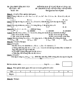 Đề kiểm tra Đại số và Giải tích 11 chương 3 trường THPT Tống Duy Tân – Thanh Hóa